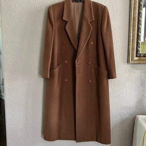 Trench Coat Double Breasted wool blend size S caramel brown